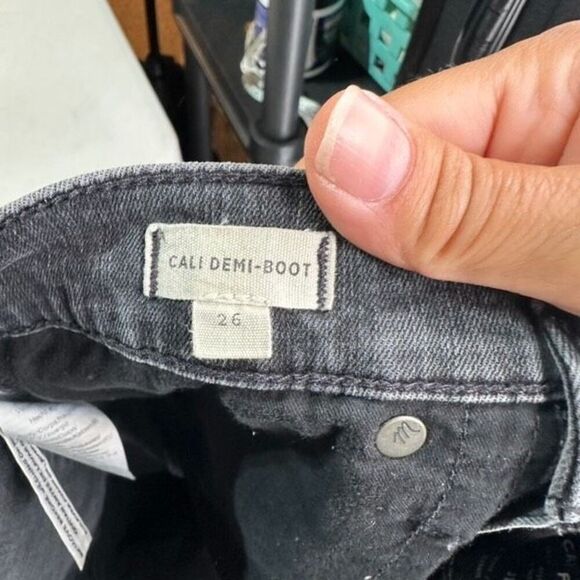 Madewell Cali Demi-Boot Jeans Bellspring Charcoal Black Button Fly Size 26 - Picture 7 of 13